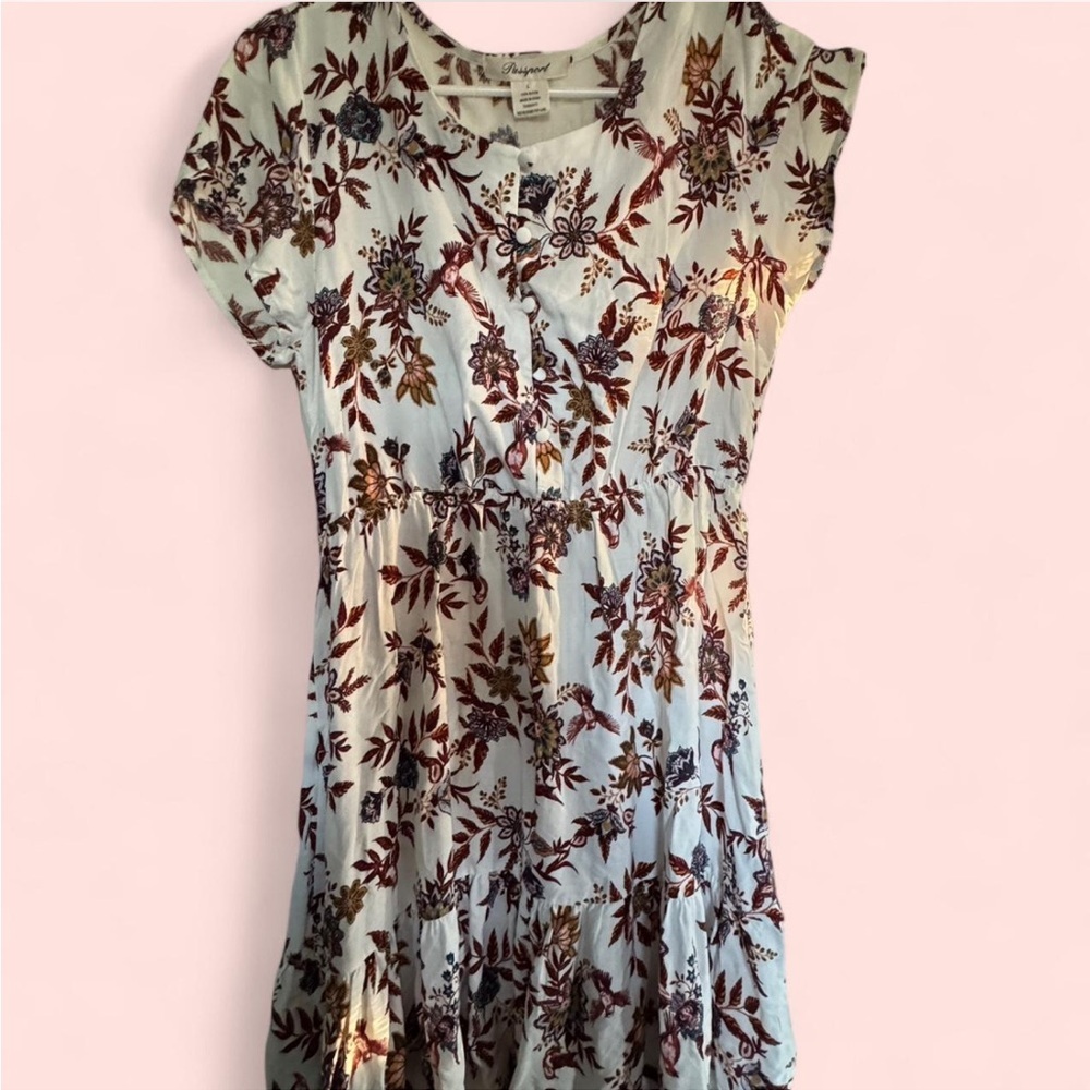 Passport white Midi Dress with floral design size large